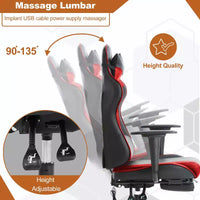 Chaise gaming de course BestMassage, chaise de bureau de massage à fonction massage, soutien lombaire, cuir PU, pour adultes