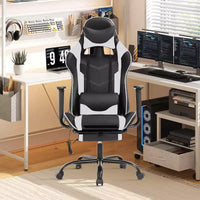 Chaise gaming de course BestMassage, chaise de bureau de massage à fonction massage, soutien lombaire, cuir PU, pour adultes