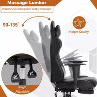 Chaise gaming de course BestMassage, chaise de bureau de massage à fonction massage, soutien lombaire, cuir PU, pour adultes
