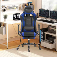 Chaise gaming de course BestMassage, chaise de bureau de massage à fonction massage, soutien lombaire, cuir PU, pour adultes