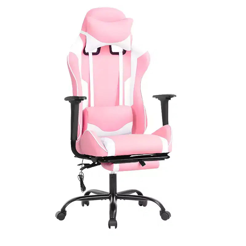 Chaise gaming de course BestMassage, chaise de bureau de massage à fonction massage, soutien lombaire, cuir PU, pour adultes