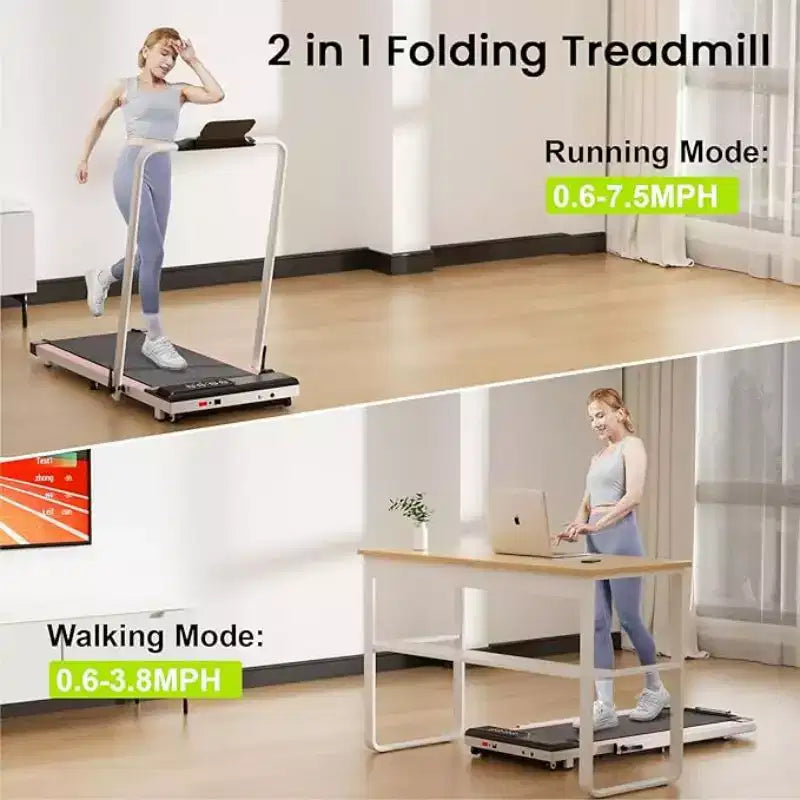 Tapis de course pliable 2-en-1 DeerRun A6 Plus 2026 Slim avec inclinaison de 5 %, Bluetooth et télécommande, 136 kg