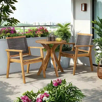 Christopher Knight Home Specter – Ensemble bistro 3 pièces d'extérieur en bois d'acacia et corde, teck et gris foncé