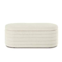 Banc de rangement ottoman ovale Zeus et Ruta Modern 43 po de largeur, bout de lit, rembourré avec charnière de sécurité-