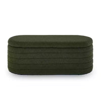 Banc de rangement ottoman ovale Zeus et Ruta Modern 43 po de largeur, bout de lit, rembourré avec charnière de sécurité-