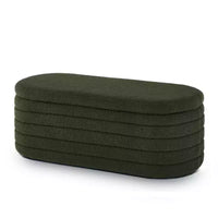 Banc de rangement ottoman ovale Zeus et Ruta Modern 43 po de largeur, bout de lit, rembourré avec charnière de sécurité-