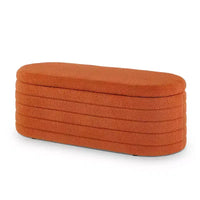 Banc de rangement ottoman ovale Zeus et Ruta Modern 43 po de largeur, bout de lit, rembourré avec charnière de sécurité-