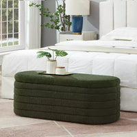 Banc de rangement ottoman ovale Zeus et Ruta Modern 43 po de largeur, bout de lit, rembourré avec charnière de sécurité-