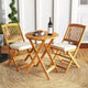 Costway 3 PCS Acacia Wood Patio Bistro Set Folding Table & Chairs Set with Cushions Beige/Navy