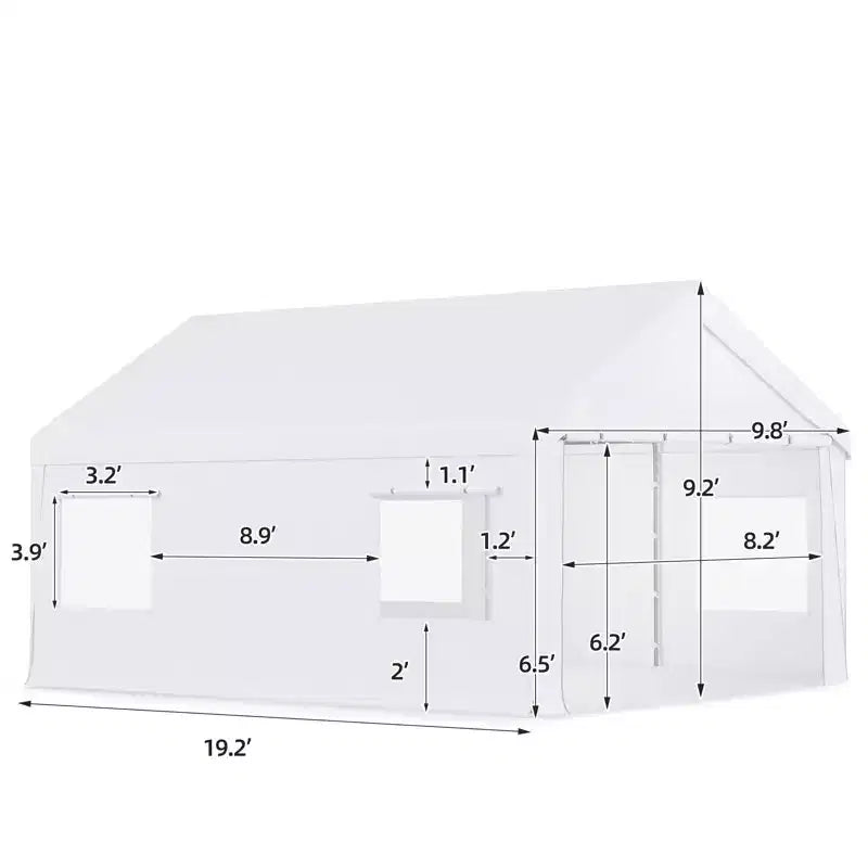 EROMMY Abri de voiture portable 10 pi x 20 pi, garage portable