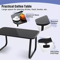 Costway Ensemble de 4/8 pièces à bascule pour terrasse 4 fauteuils à bascule et causeuse avec table à plateau en verre Bleu marine extérieur