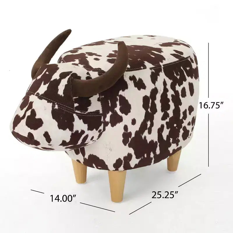 Ottoman vache en velours sur hévéa moderne GDFStudio Moria