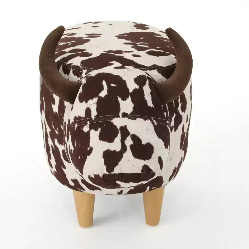 Ottoman vache en velours sur hévéa moderne GDFStudio Moria