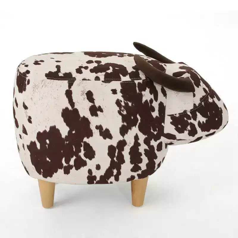 Ottoman vache en velours sur hévéa moderne GDFStudio Moria