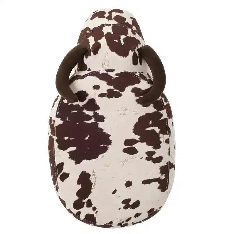 Ottoman vache en velours sur hévéa moderne GDFStudio Moria