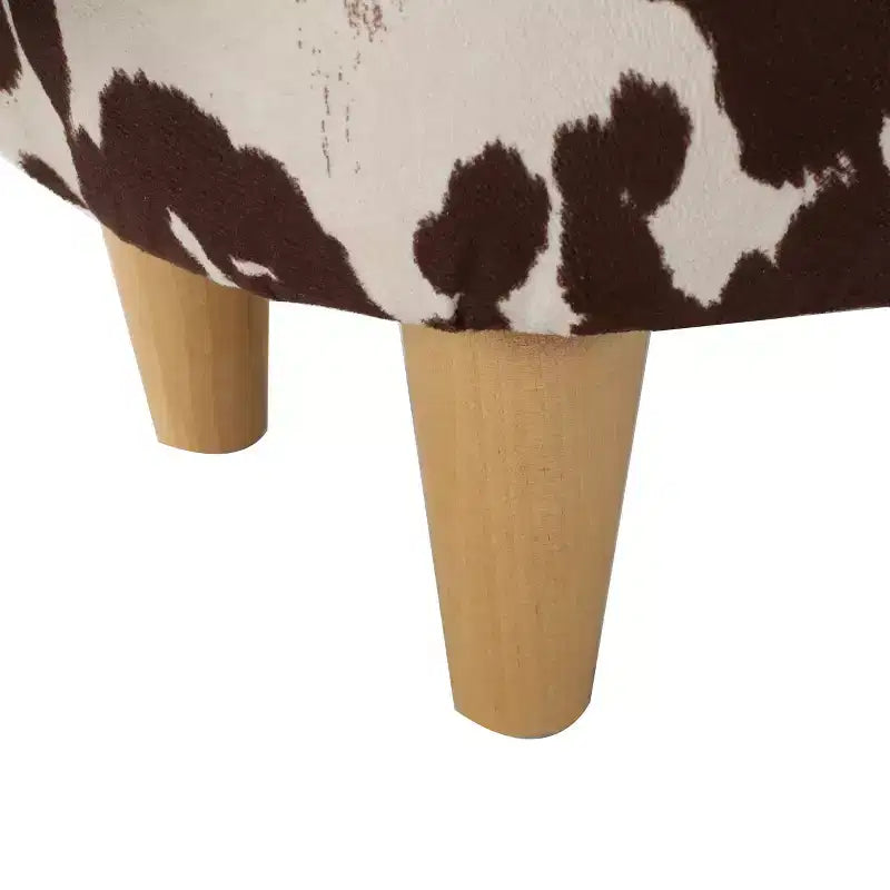 Ottoman vache en velours sur hévéa moderne GDFStudio Moria
