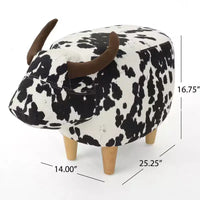 Ottoman vache en velours sur hévéa moderne GDFStudio Moria
