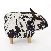 Ottoman vache en velours sur hévéa moderne GDFStudio Moria