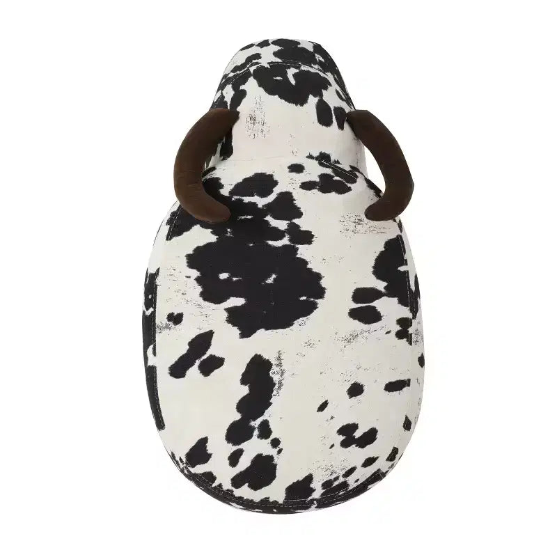 Ottoman vache en velours sur hévéa moderne GDFStudio Moria
