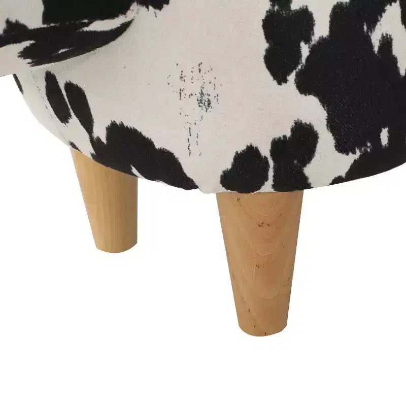Ottoman vache en velours sur hévéa moderne GDFStudio Moria