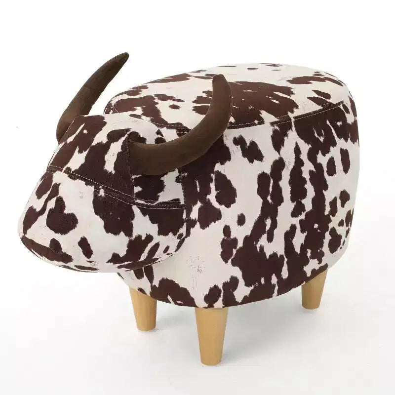 Ottoman vache en velours sur hévéa moderne GDFStudio Moria
