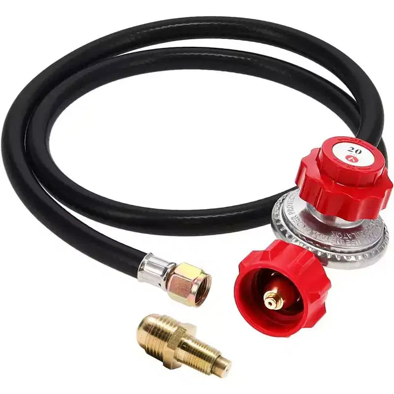 Régulateur de propane GasOne 4 pieds haute pression 0-20 PSI réglable avec tuyau de type QCC-1, rouge