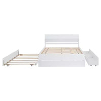 Cadre de lit double moderne Whisen avec tête et pied de lit blanc brillant, avec lit gigogne ou tiroirs, design peu encombrant
