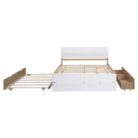Cadre de lit double moderne Whisen avec tête et pied de lit blanc brillant, avec lit gigogne ou tiroirs, design peu encombrant