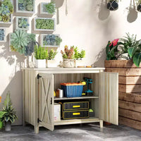 Outsunny Armoire de rangement d'extérieur en bois, abri de jardin compact, abri d'empotage avec etagère et double porte