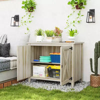 Outsunny Armoire de rangement d'extérieur en bois, abri de jardin compact, abri d'empotage avec etagère et double porte
