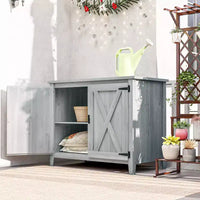 Outsunny Armoire de rangement d'extérieur en bois, abri de jardin compact, abri d'empotage avec etagère et double porte
