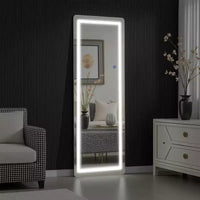 Miroir pleine longueur LED en aluminium sans cadre argenté avec coins arrondis