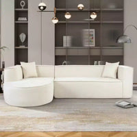 Canapé d'angle moderne en L avec rembourrage en éponge, courbe élégante, tissu chenille, 2 coussins, pour salon/bureau.