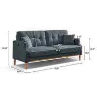 Canapé 3 places en tissu imperméable avec port de chargement USB