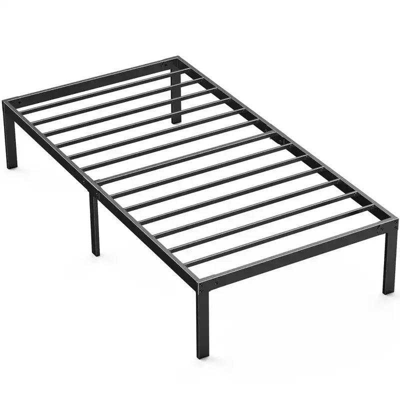 Cadre de lit en métal lourd taille Twin, avec support en plaque d'acier solide, ne nécessite pas de sommier