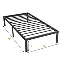Cadre de lit en métal lourd taille Twin, avec support en plaque d'acier solide, ne nécessite pas de sommier