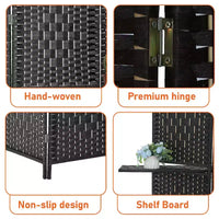 FDW Paravent Polyvalent 4/6 Panneaux avec Étagères Intégrées, Séparateur de Pièce en Bois Pliant Portable Élégant