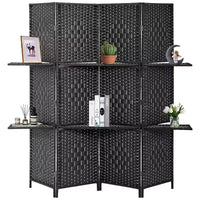 FDW Versatile 4/6 Panel Folding Room Divider Screen Divider Wooden Screen Folding Portable Partition with Built-in Shelves Stylish