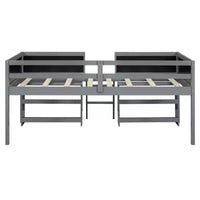 Lit mezzanine bas Whisen de 198 cm (78 po) de long x 99 cm (39 po) de large, format jumeau, avec deux étagères mobiles et une échelle, et une barrière décorative tableau noir