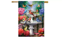 Briarwood Lane Drapeau de maison de printemps 40x28 pour extérieur, oiseaux de bain de printemps