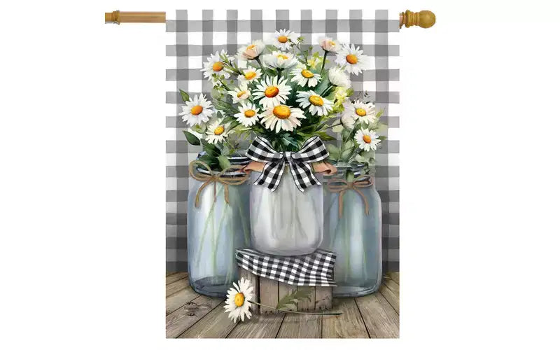 Briarwood Lane Drapeau de maison de printemps 40x28 pour extérieur, jarres de style ferme