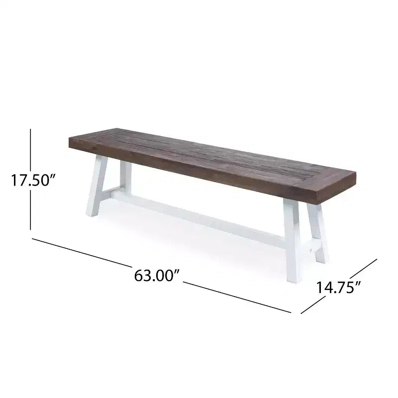 Christopher Knight Home Bowman Banc d'extérieur en bois d'acacia 63 L avec pieds en fer
