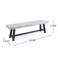 Christopher Knight Home Bowman Banc d'extérieur en bois d'acacia 63 L avec pieds en fer