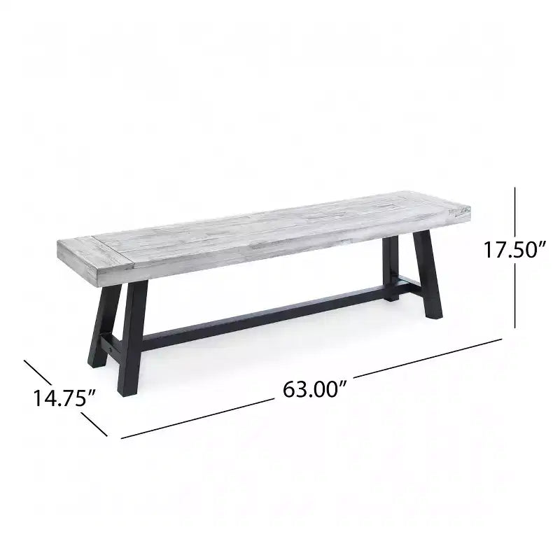 Christopher Knight Home Bowman Banc d'extérieur en bois d'acacia 63 L avec pieds en fer