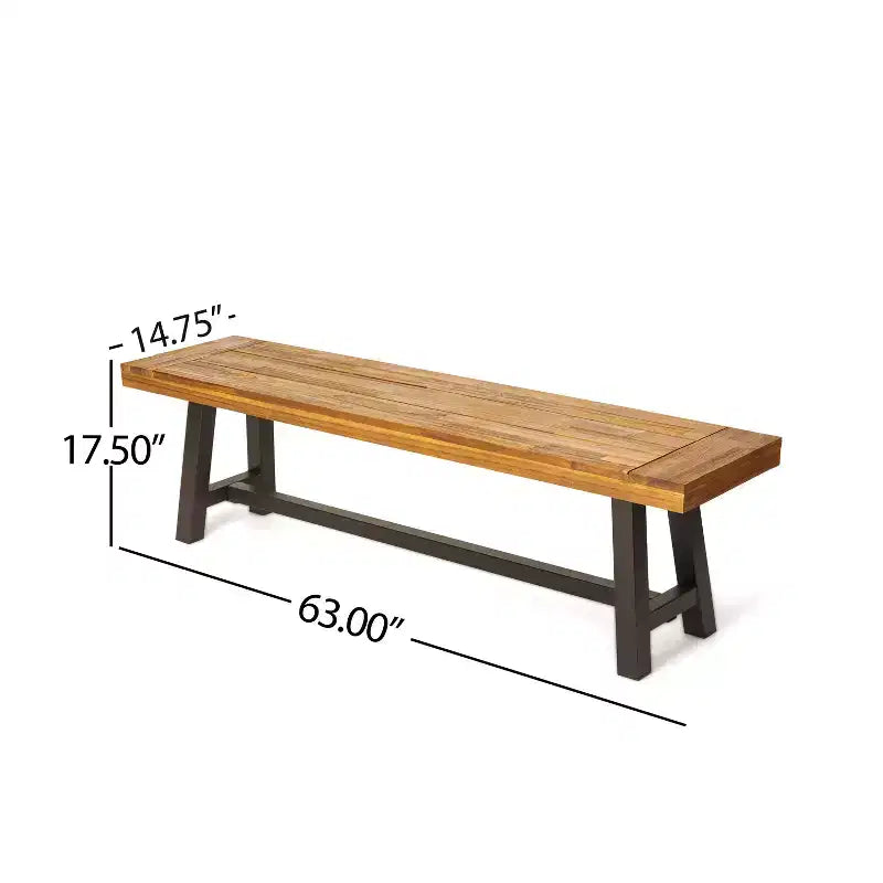 Christopher Knight Home Bowman Banc d'extérieur en bois d'acacia 63 L avec pieds en fer