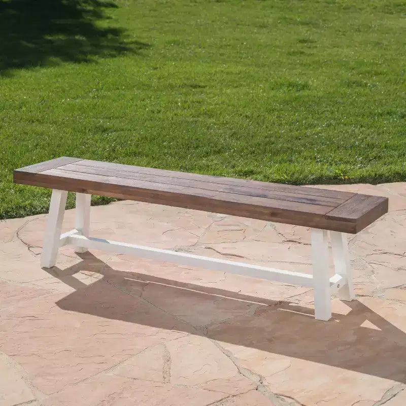 Christopher Knight Home Bowman Banc d'extérieur en bois d'acacia 63 L avec pieds en fer