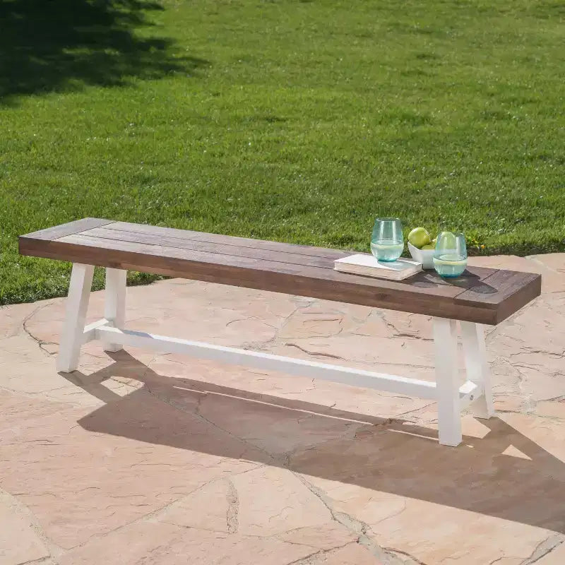 Christopher Knight Home Bowman Banc d'extérieur en bois d'acacia 63 L avec pieds en fer