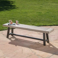 Christopher Knight Home Bowman Banc d'extérieur en bois d'acacia 63 L avec pieds en fer