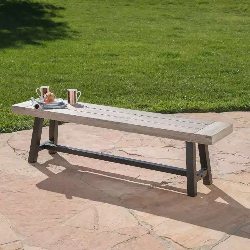 Christopher Knight Home Bowman Banc d'extérieur en bois d'acacia 63 L avec pieds en fer