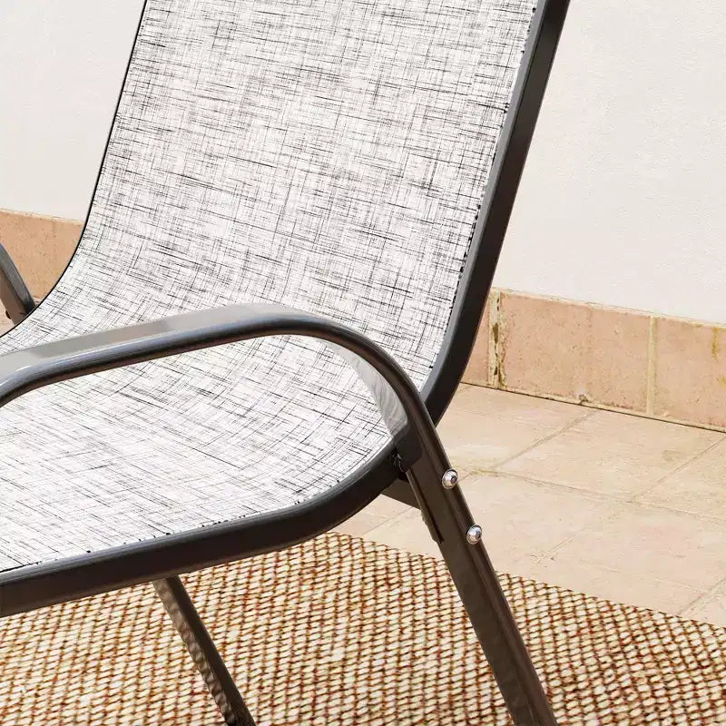 Outsunny Ensemble Bistrot d'extérieur 3 pièces, Mobilier de Jardin avec Chaises Empilables et Table en Verre, Petit Salon de Jardin Dossier Haut pour Balcon, Porche